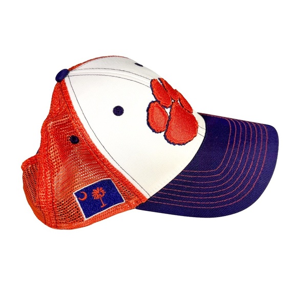 Clemson Tigers Mesh Snapback Hat Cap Paw Orange Purple Embroidered Adjustable - Picture 8 of 10